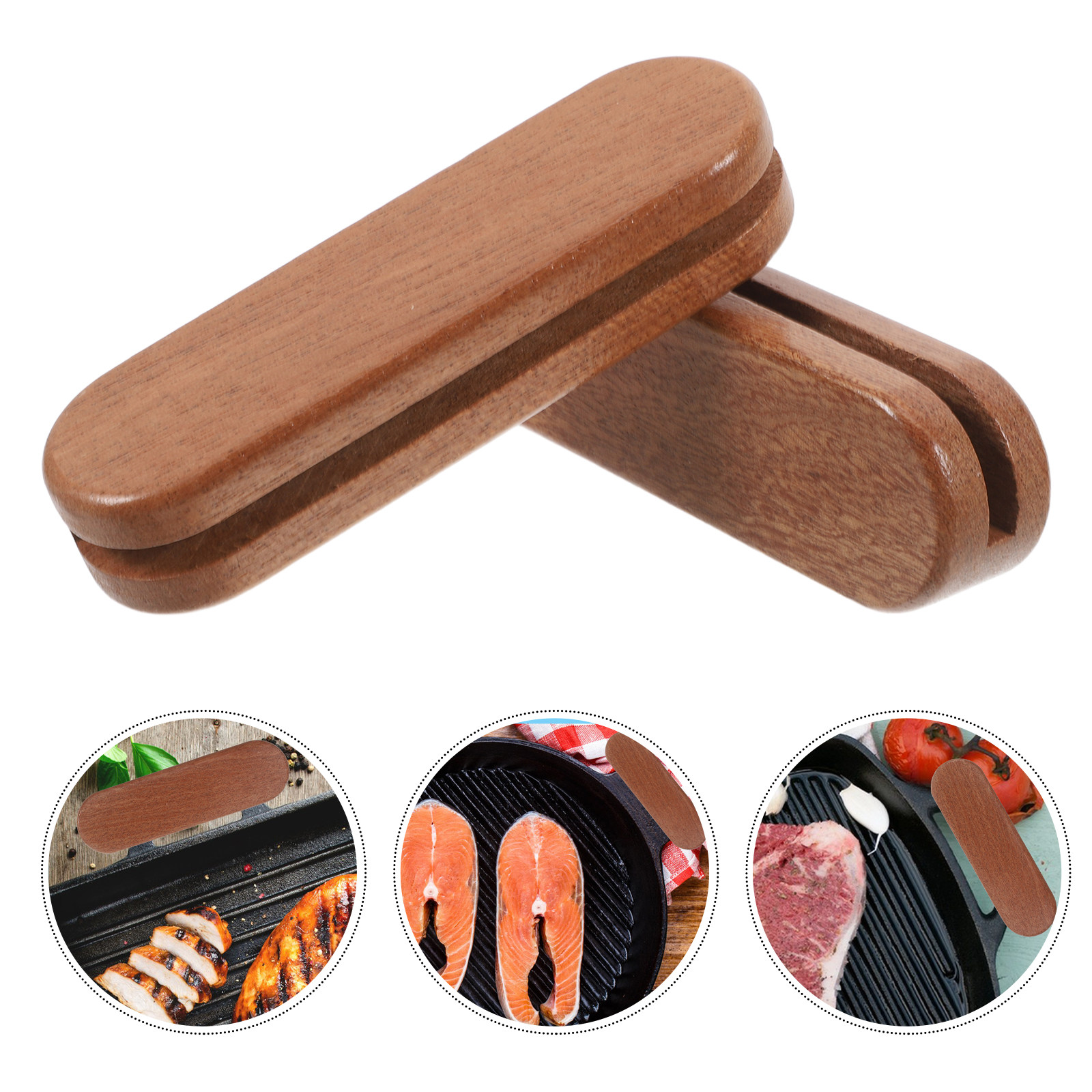 Skillet Cast Iron Camp - 2Pcs Wood Handle Grip Heat Resistant