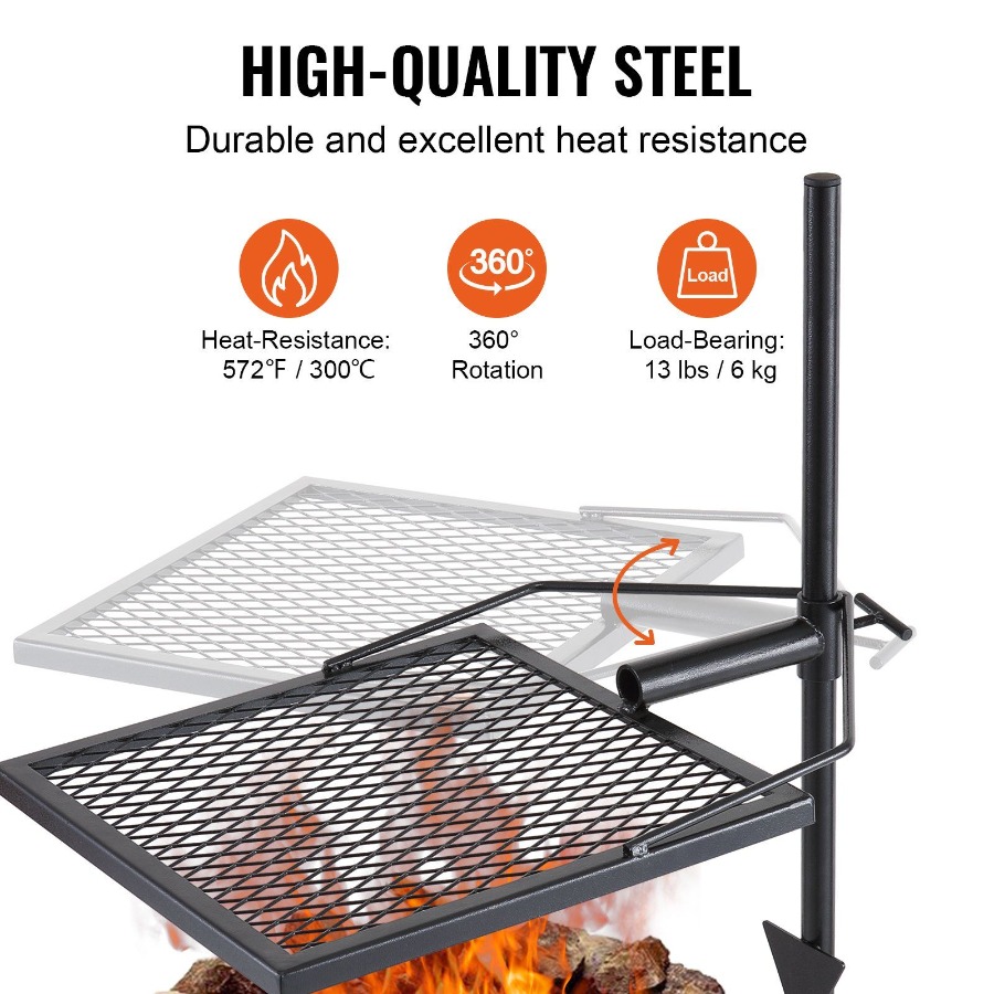 Swivel Campfire Grill for Fire - Camping Cooking Fire Pit review and price