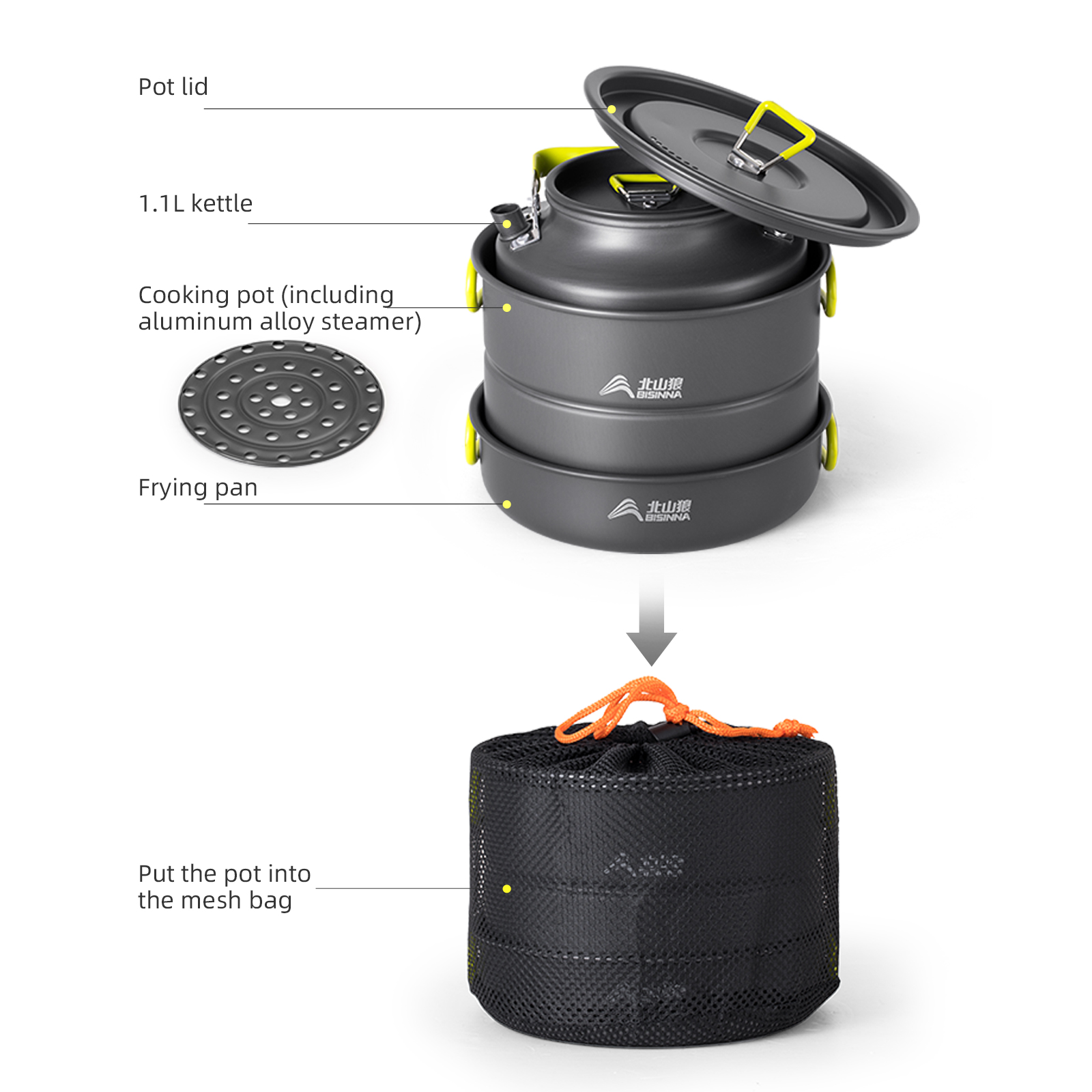 BISINNA Camping Cookware Set A - Nesting Camping Cooking Set review and price