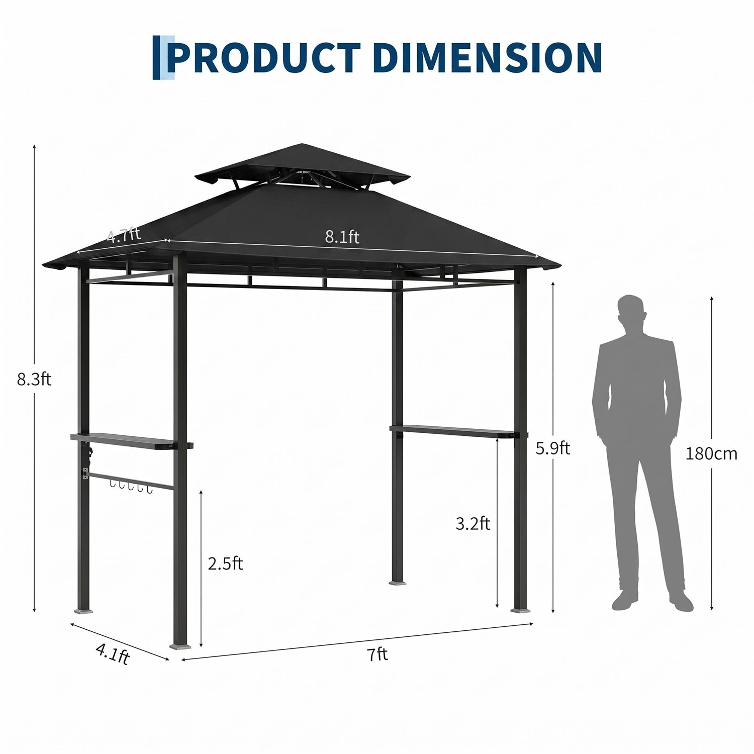 Outdoor BBQ Grill Gazebo 8x5 F - Camping Cooking Tent review and price
