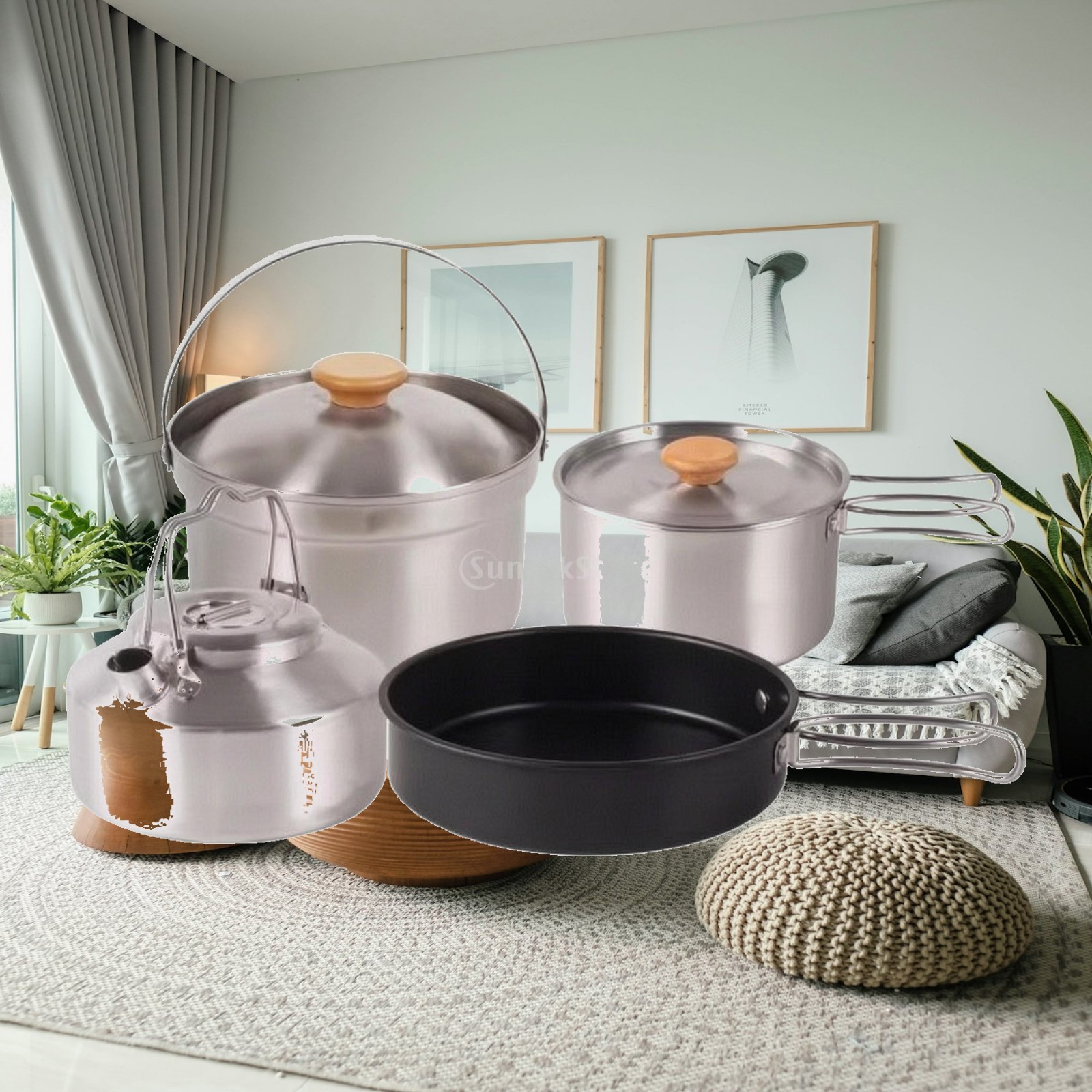 4 Pieces Stainless Steel Camp  - Nesting Camping Cooking Set review and price