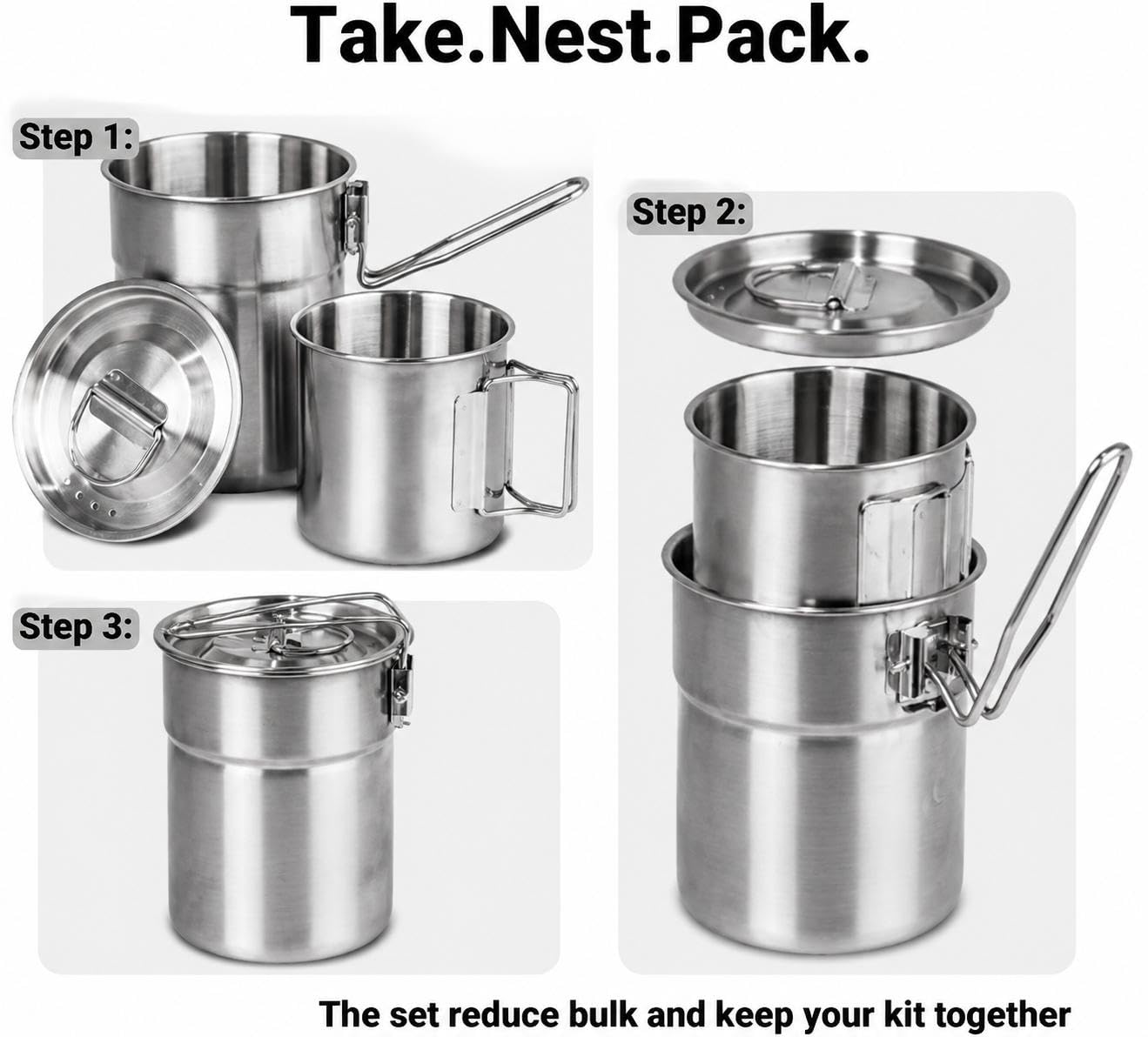 2-Piece SUS304 Stainless Steel - Nesting Camping Cooking Set review and price