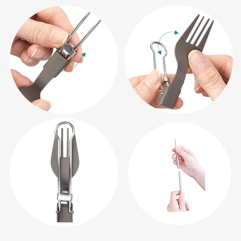 Titanium Foldable Utensil Set  - Camping Cooking Utensil Set review and price