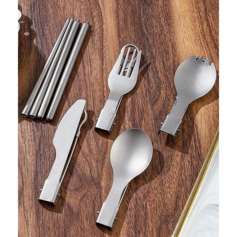 Titanium Foldable Utensil Set  - Camping Cooking Utensil Set review and price