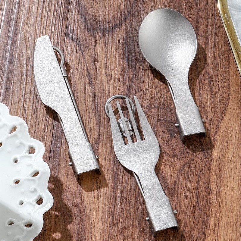 Titanium Foldable Utensil Set  - Camping Cooking Utensil Set review and price