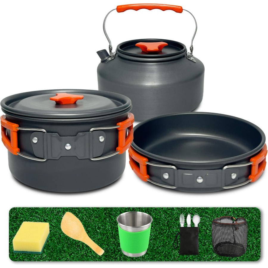 Camping Cookware Set: 35oz Non - Nesting Camping Cooking Set review and price