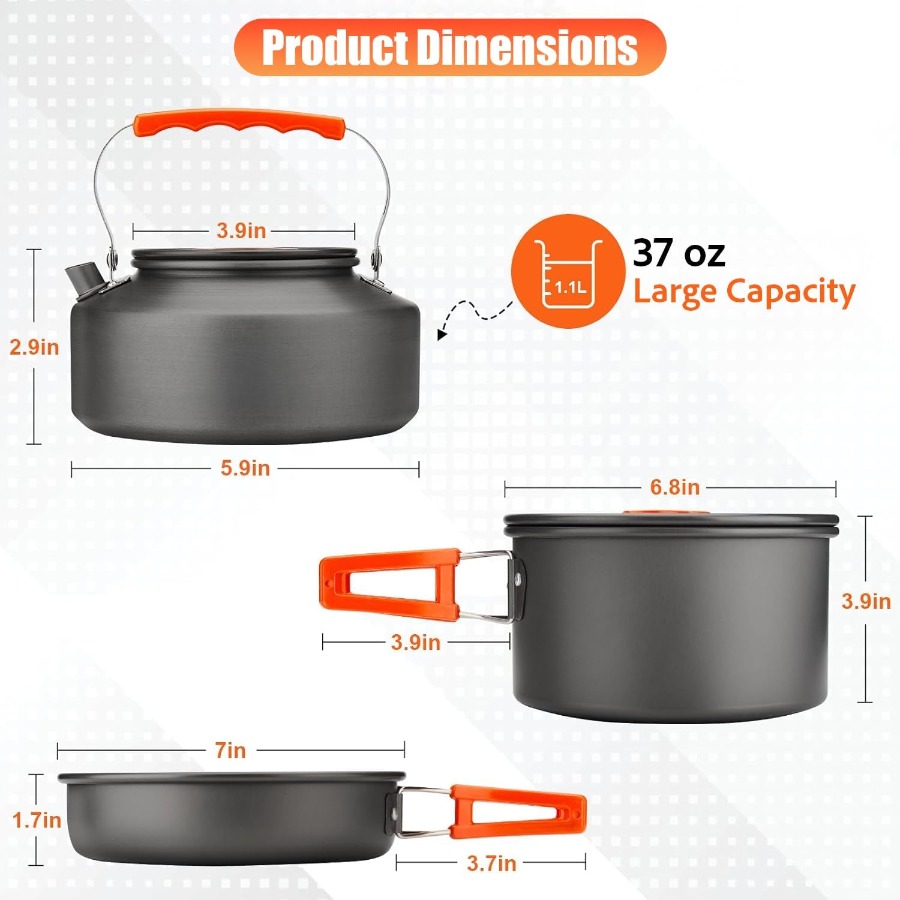 Camping Cookware Set: 35oz Non - Nesting Camping Cooking Set review and price